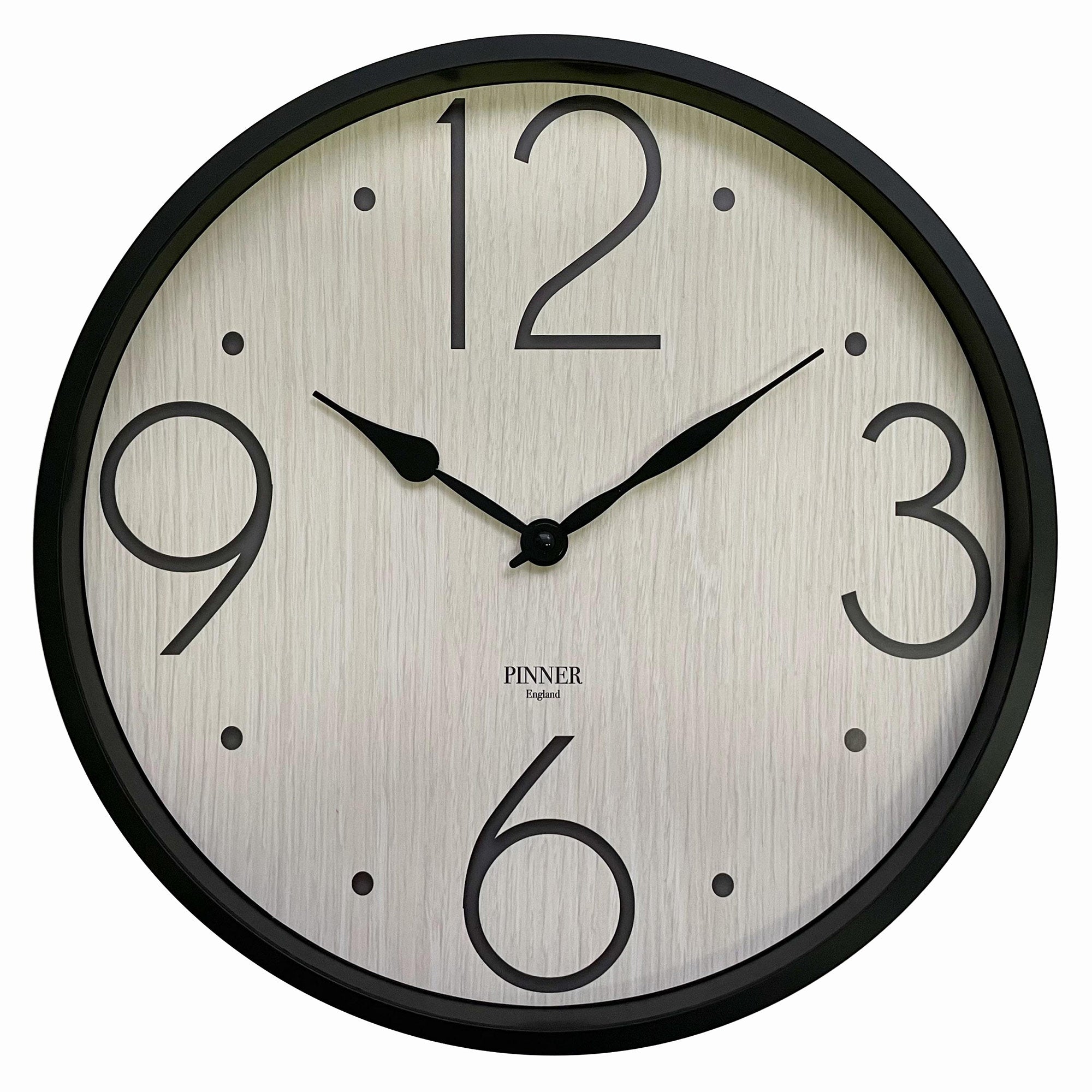 PREMIUS Modern Numeral Bold Round Analog Wall Clock, Wood Light, 14 Inches