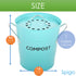 Spigo Steel Kitchen Compost Bin With Vented Charcoal Filter and Bucket, Turquoise, 1 Gallon