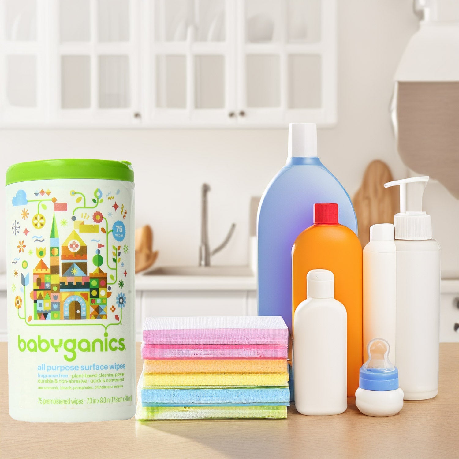 Toallitas húmedas multiusos Babyganics, sin fragancia, bote de 75 unidades