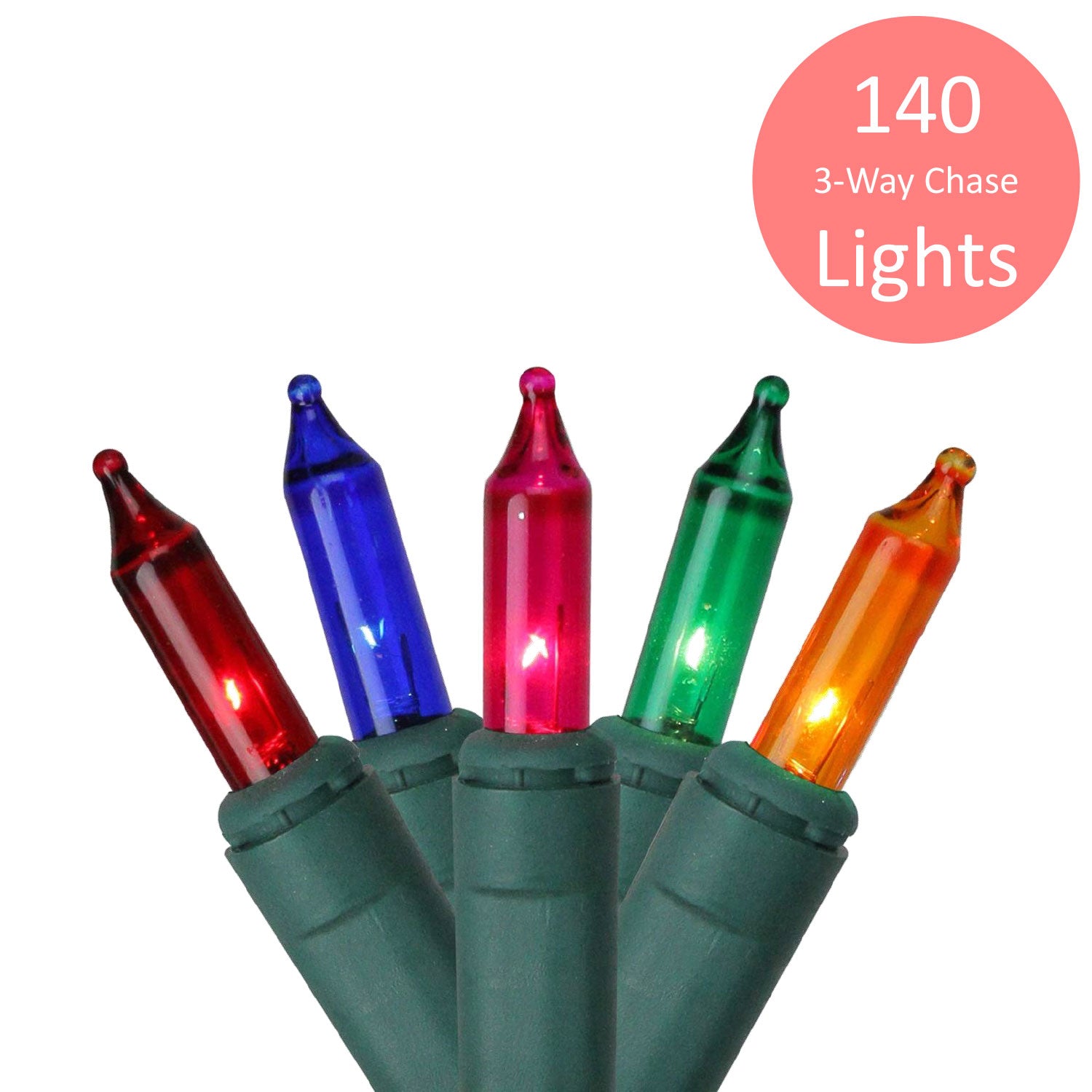 Premius Indoor and Outdoor 3 Way Chase Mini Light Set, 140 Bulbs, Multi-Color