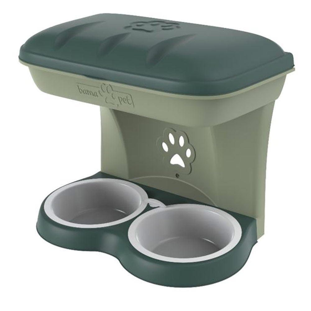 Bama Pet Mountable Food Stand with Storage Compartment, Green, Average Dog Size