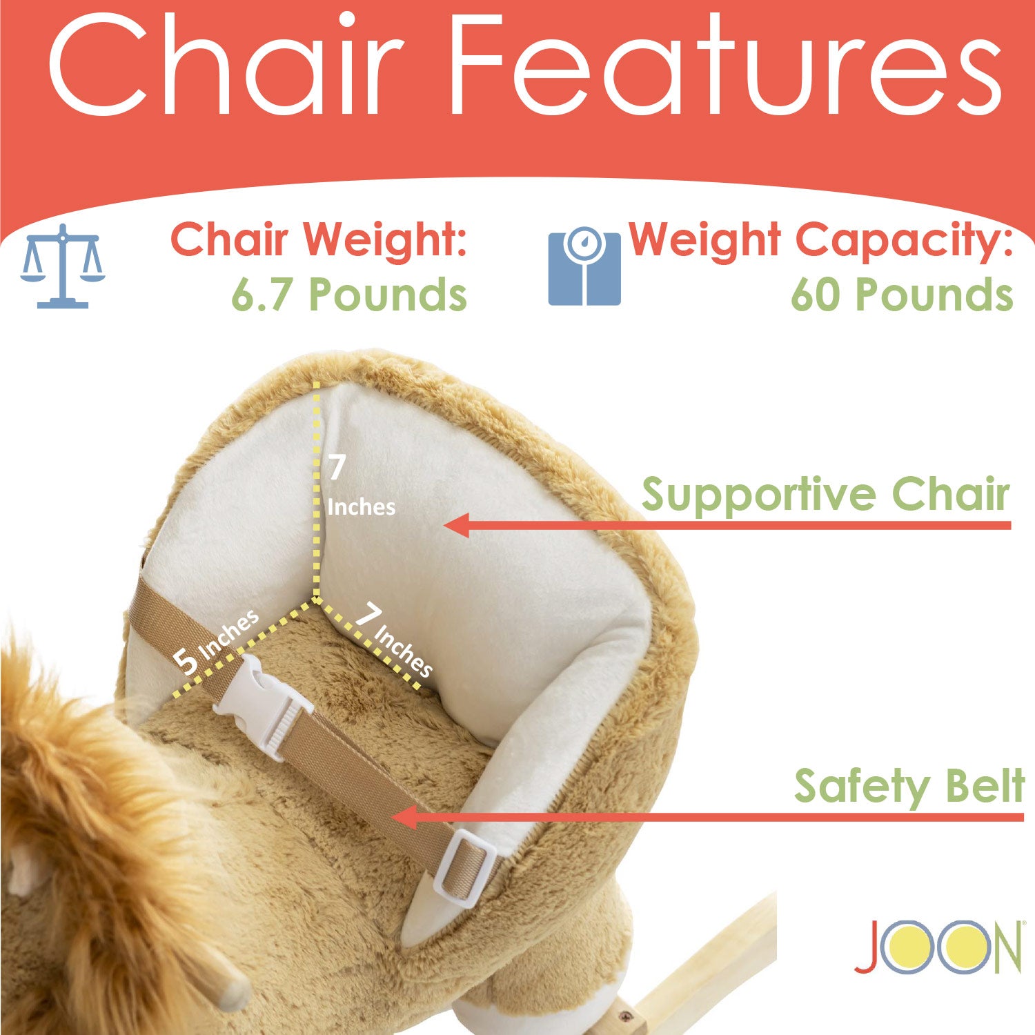 Silla mecedora con forma de león y efectos de sonido JOON Roary, color tostado