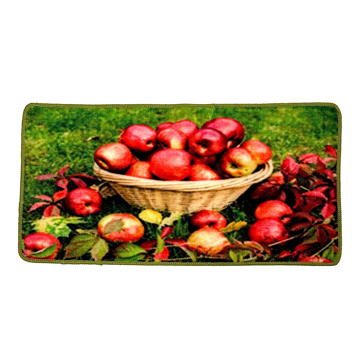 Alfombrilla de cocina antideslizante con forma de cesta de manzana, 18 x 36 pulgadas