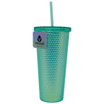 PREMIUS Studded Iridescent Tumbler With Lid and Straw, 24 Ounces