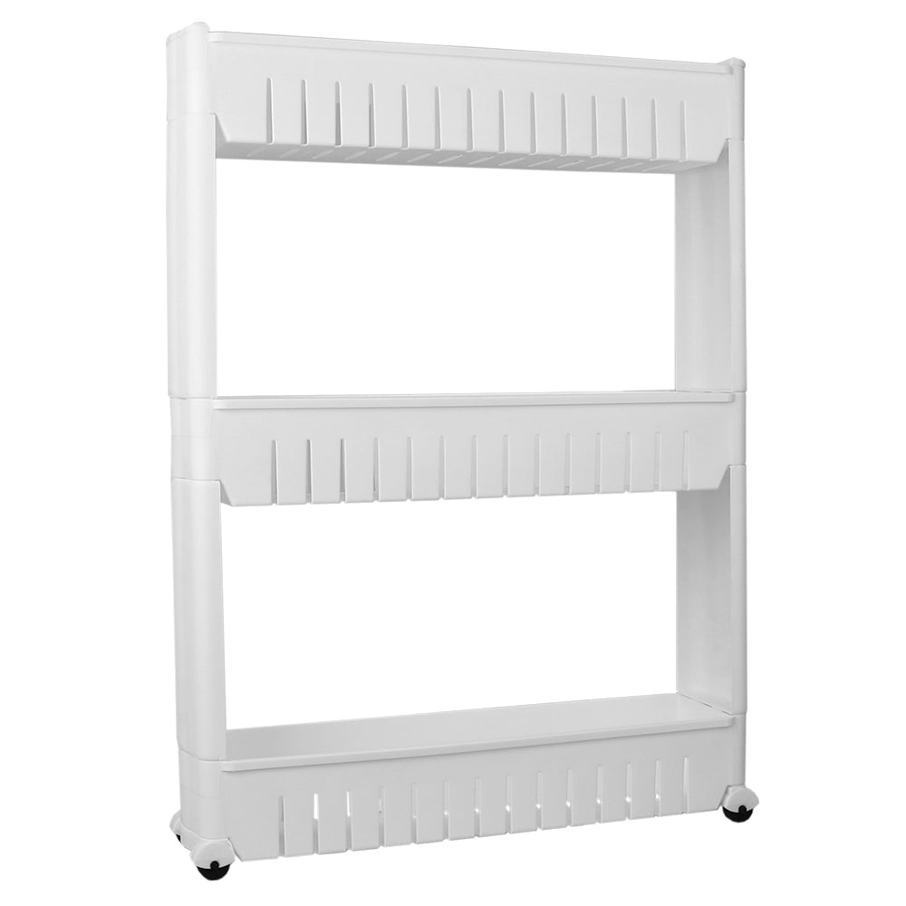 Home Basics 3-Tier Kitchen Storage Cart With Wheels, White, 21.5x5x28.7 Inches