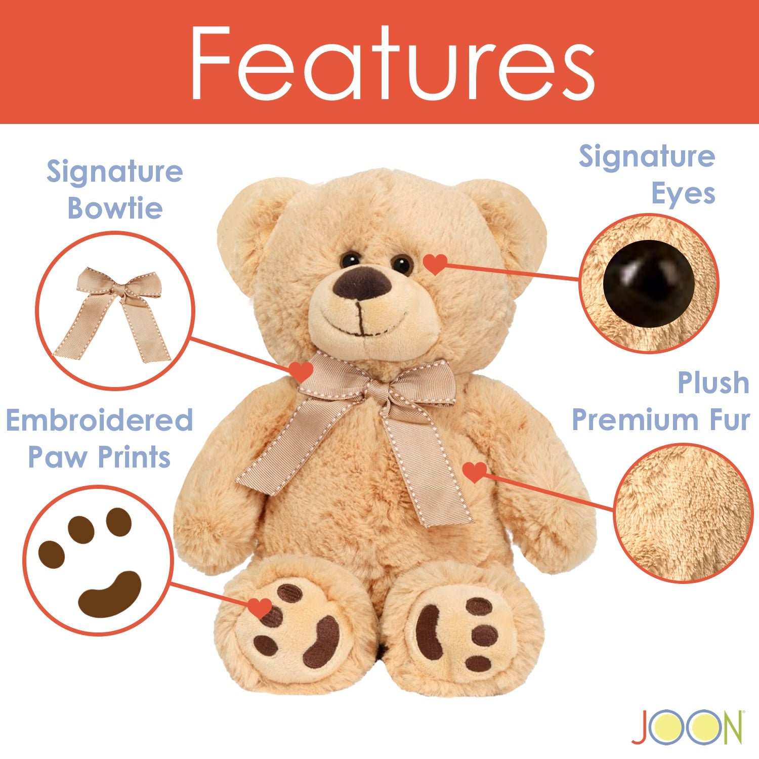 JOON Mini Teddy Bear, Tan, 13 Inches