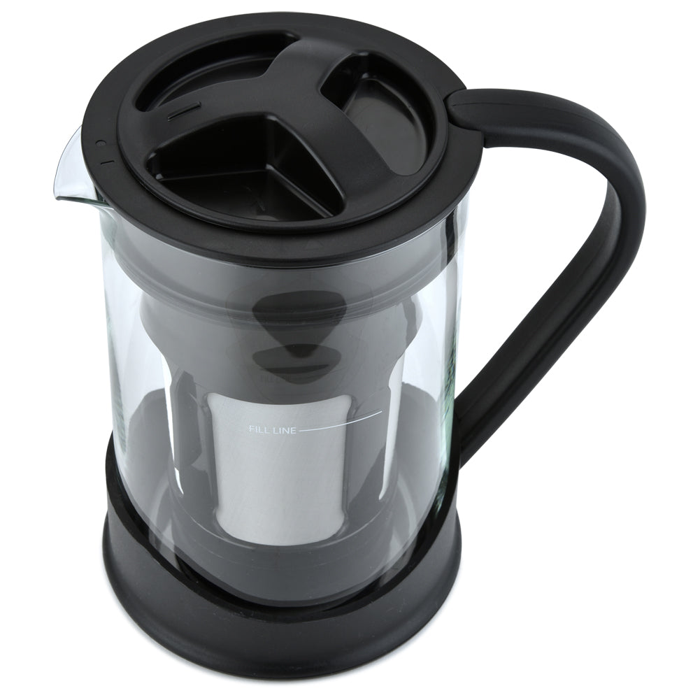 Spigo Cold Brew Coffee Maker with Borosilicate Glass Pitcher, Black, 1 Liter, 8x5 Inches