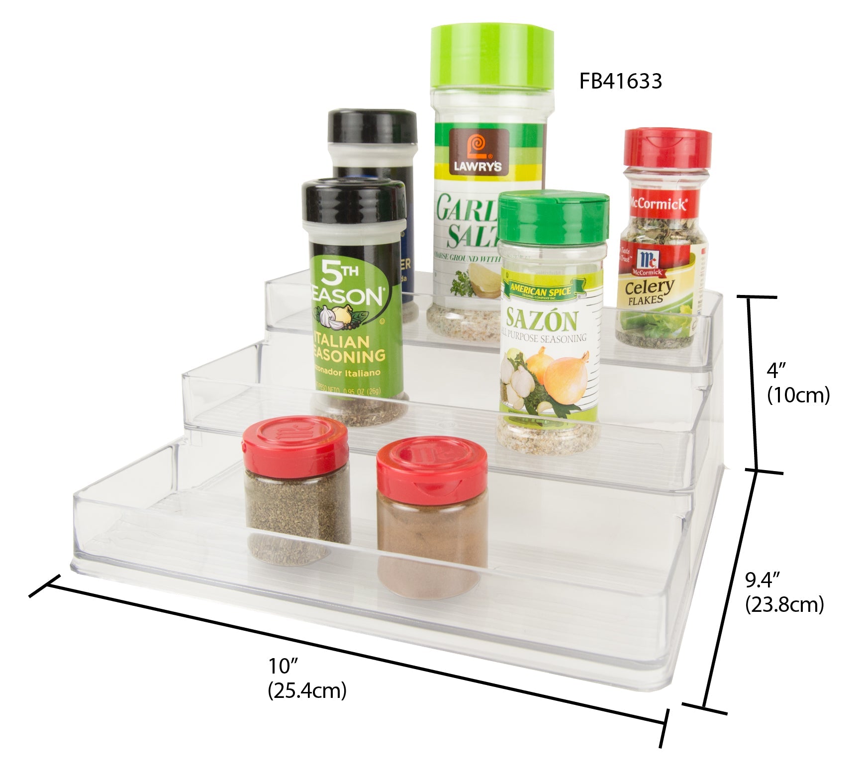 Home Basics 3 Tier Plastic Spice Rack, Clear, 10x9.4x4 Inches