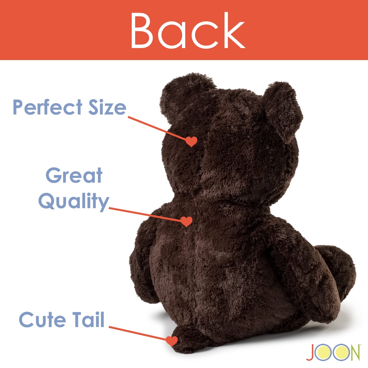 JOON - Oso de peluche gigante con lazo, color marrón oscuro