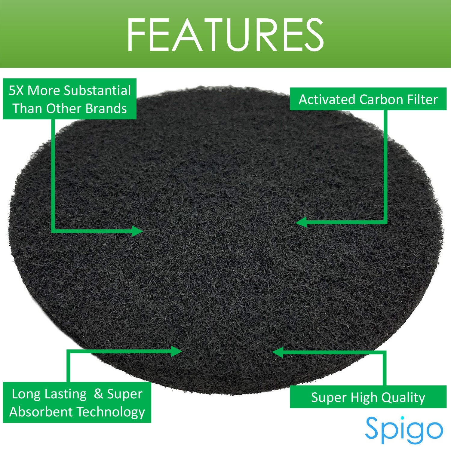 Spigo Round Replacement Compost Bin Carbon Filter Set, 4 Count, 5.25 Inches