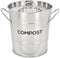 Spigo Steel Kitchen Compost Bin With Vented Charcoal Filter and Bucket, Satin Silver, 1 Gallon