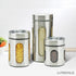 Premius Airtight 3-Piece Kitchen Glass Canister Set, Stainless Steel Silver