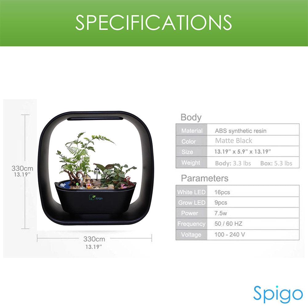 Spigo Intelligent Indoor LED Light Garden, Matte Black