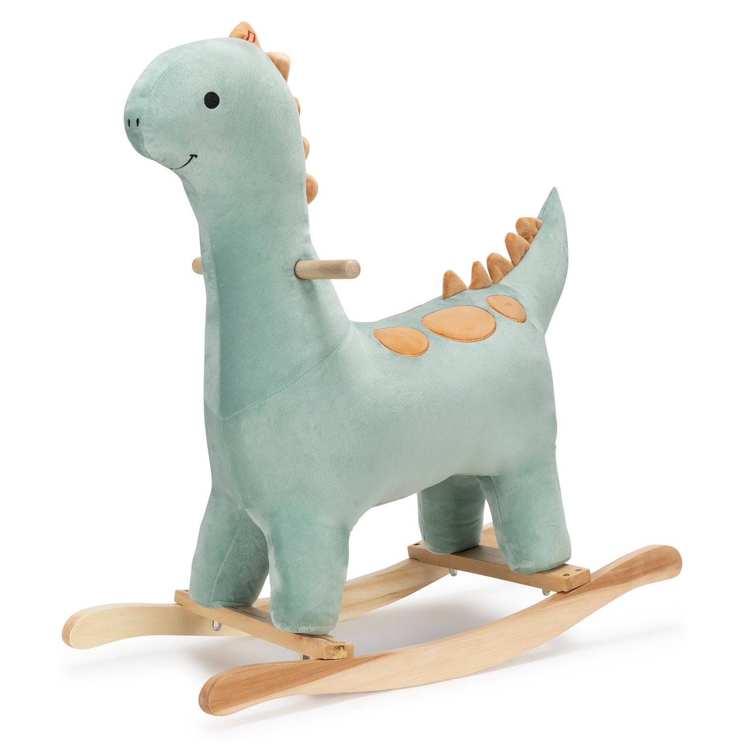 Caballo balancín con forma de dinosaurio para montar Bronty de JOON con efectos de sonido, color verde y marrón