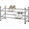 Home Basics 2-Tier Expandable Shoe Rack, Chrome, 24x9x4 Inches