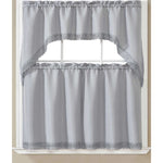 Maggie Kitchen Curtain Set with Macrame Fringes, Swag Valance 60x36, Tiers 30x36 Inches