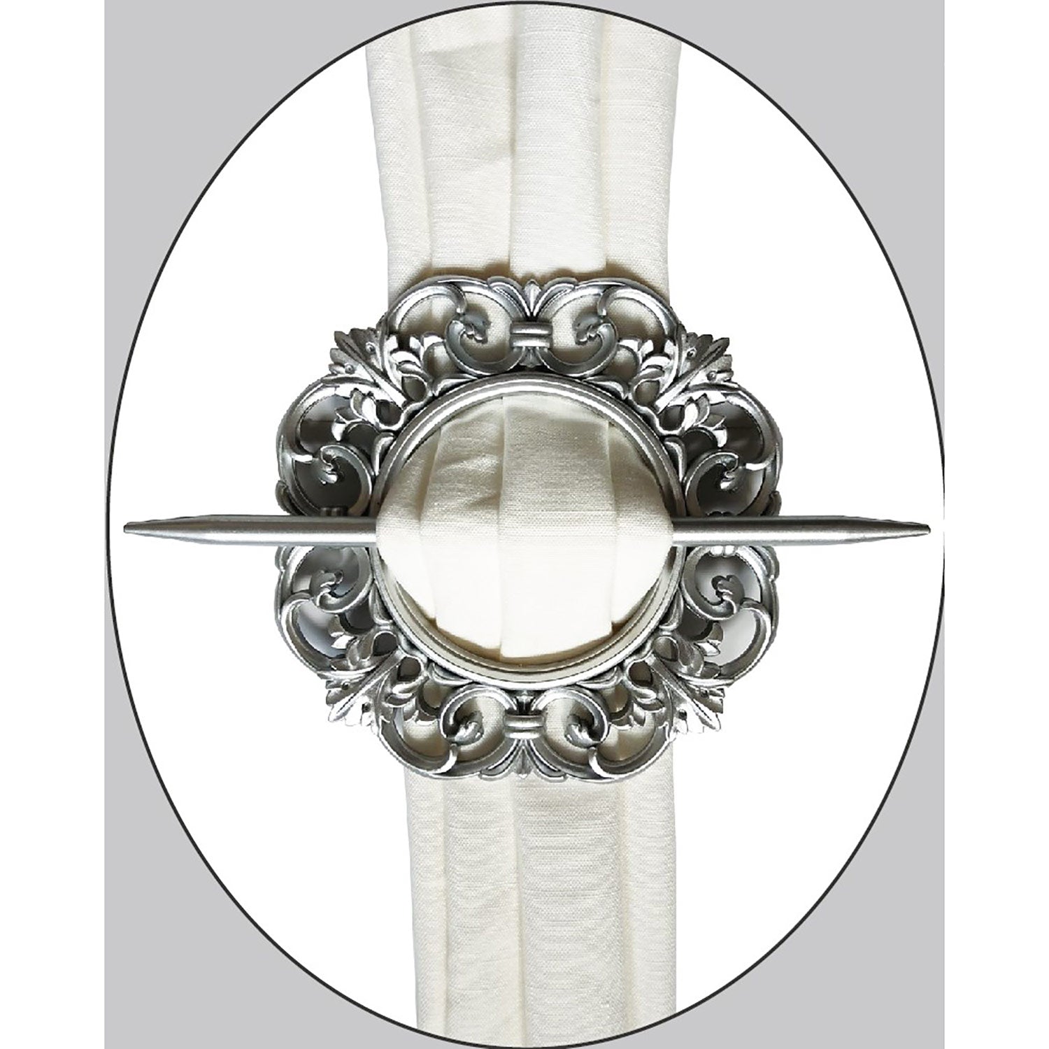 Premius Round Scroll Decorative One Pair Curtain Tie Back, Gold, 7x7 Inches