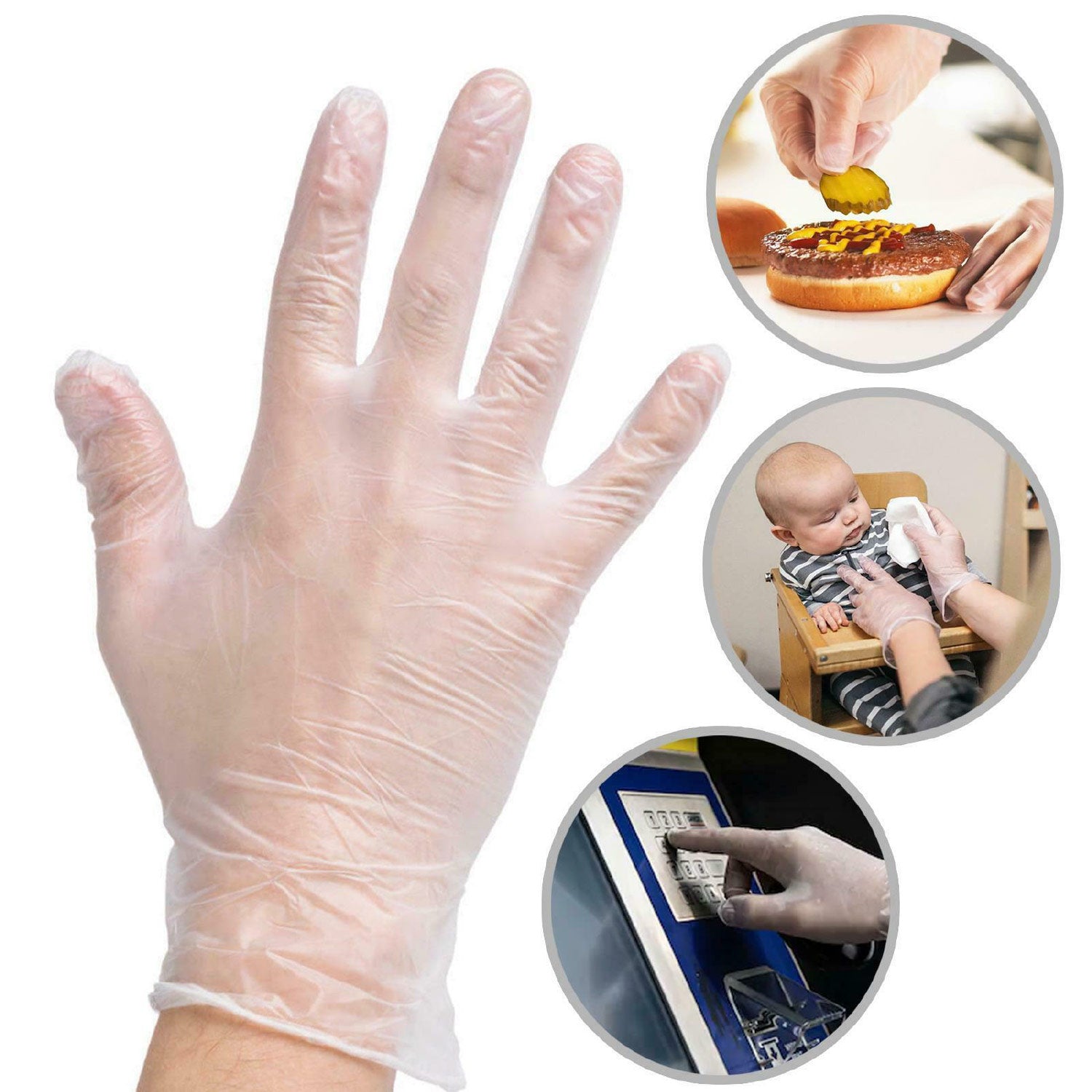 Premius Disposable Vinyl Gloves, Clear, 100 Count