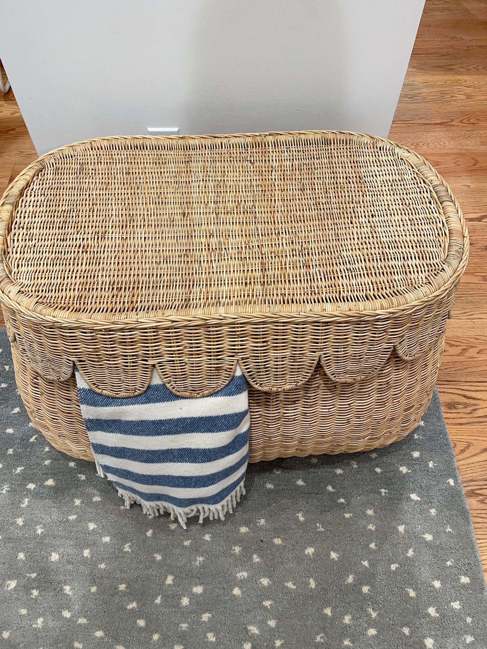 Scalloped Rattan Basket - Large - Pre-Sale