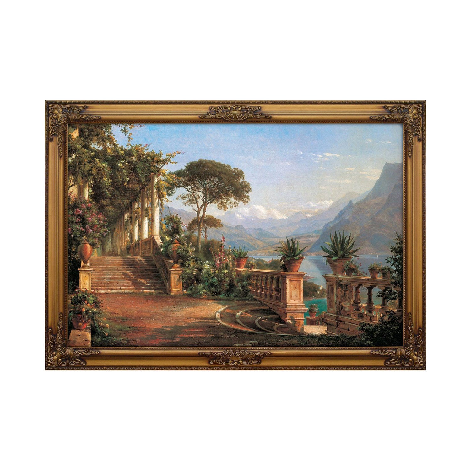 Premius Landscape Framed Wall Art, Veranda, 41x29 Inches