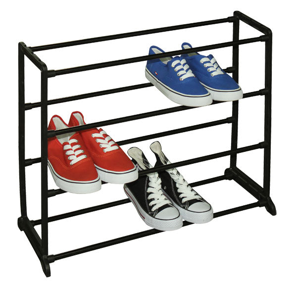 Home Basics Easy Assembly Space-Saving 12 Pair Shoe Rack, Black