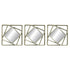 Premius 3 Piece Square Geometric Mirror Set Wall Decor, Champagne, 10 Inches, 30 Inches Overall