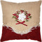 Artistic Embroidered Decorative Burlap Cushion Cover, Burgundy-Tan, 17x17 Inches