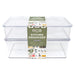 PREMIUS 2 Piece Plastic Kitchen Organizer Box With Hinged Lid, Clear, 10.75x6.5x2.4, 10.75x6.5x3.7 Inches