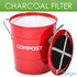 Spigo Steel Kitchen Compost Bin With Vented Charcoal Filter and Bucket, Red, 1 Gallon