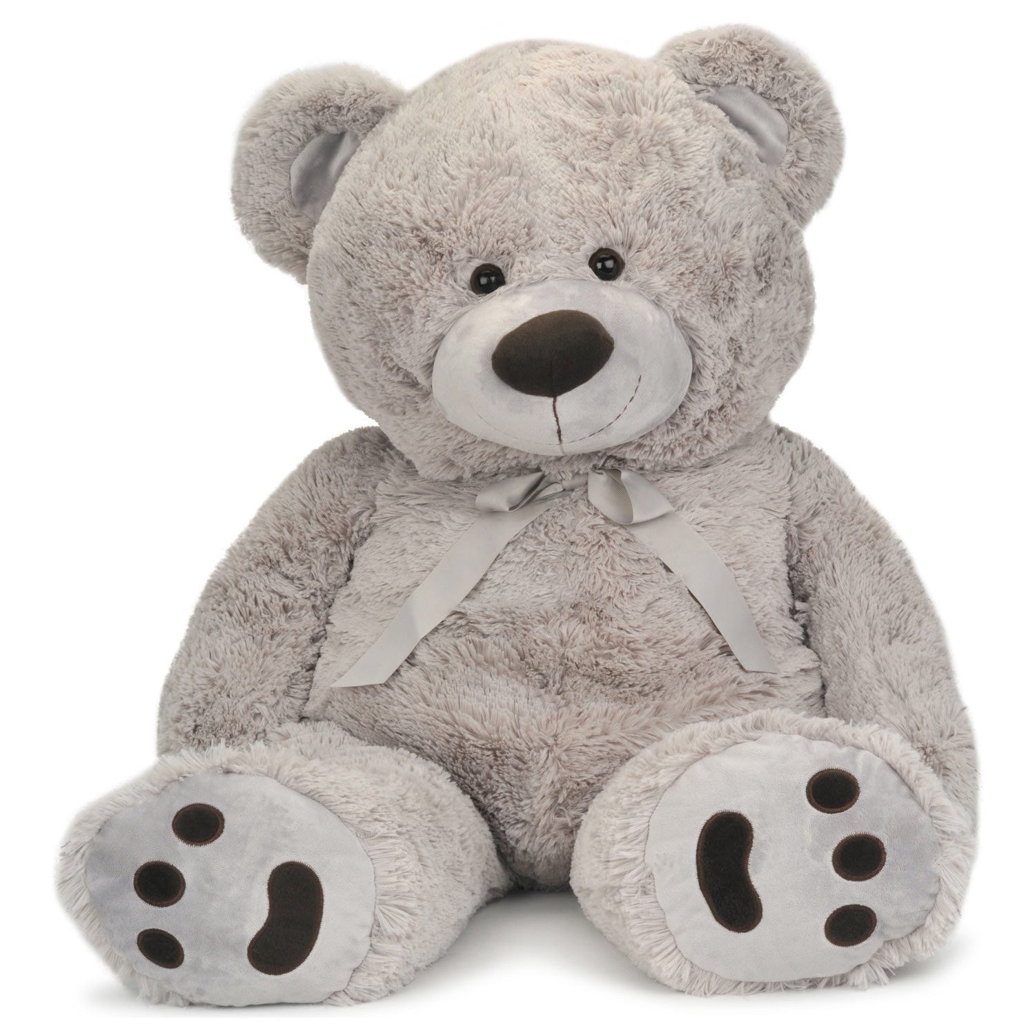 JOON - Oso de peluche gigante con lazo, color gris claro