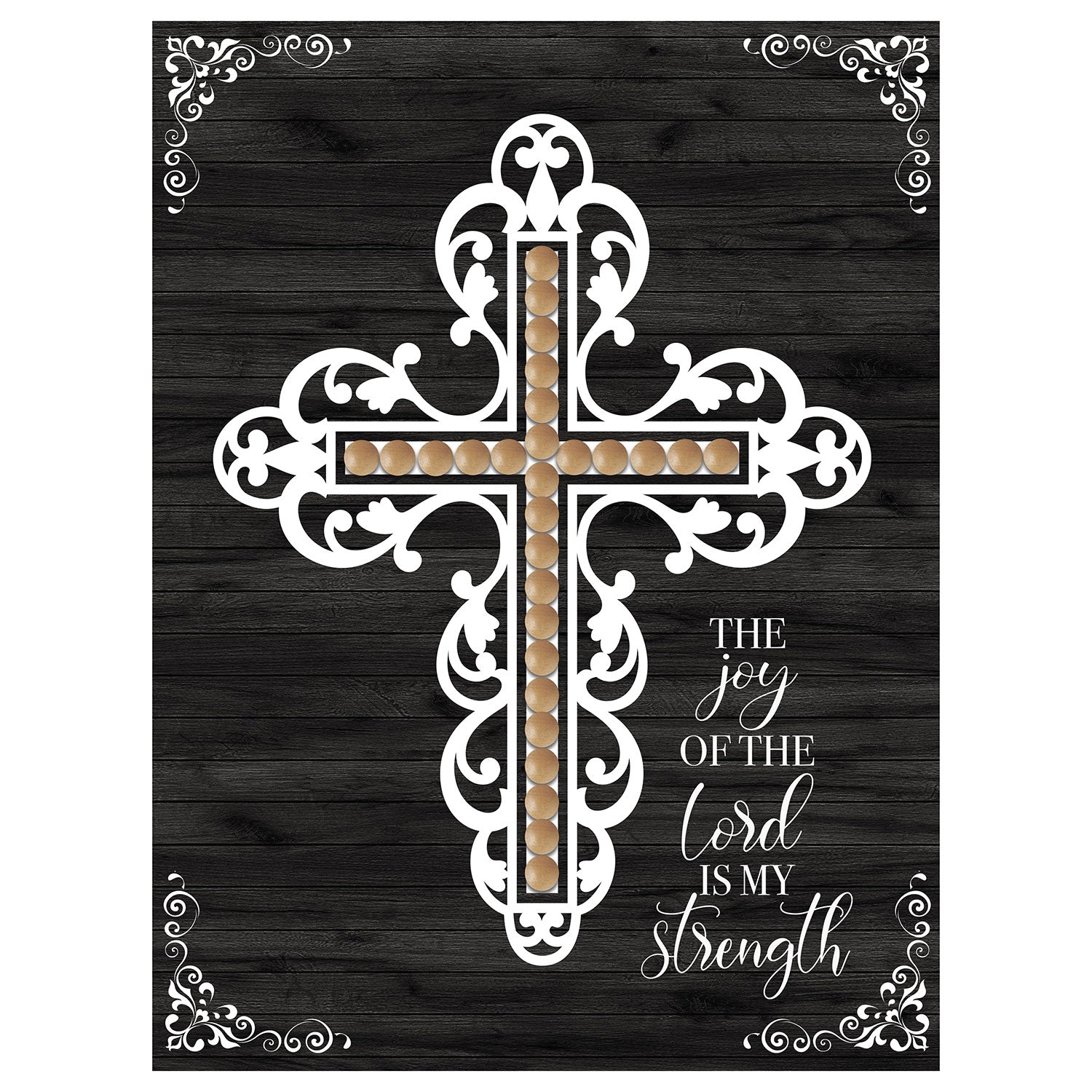 Premius The Joy Of The Lord Is My Strength Religious Beaded Wood Plaque, 12x16 Inches