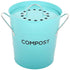 Spigo Steel Kitchen Compost Bin With Vented Charcoal Filter and Bucket, Turquoise, 1 Gallon