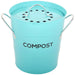 Spigo Steel Kitchen Compost Bin With Vented Charcoal Filter and Bucket, Turquoise, 1 Gallon