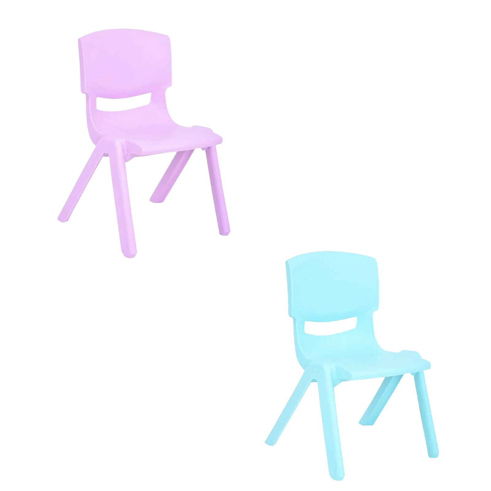 JOON Stackable Plastic Kids Learning Chairs Set, Lilac-Baby Blue