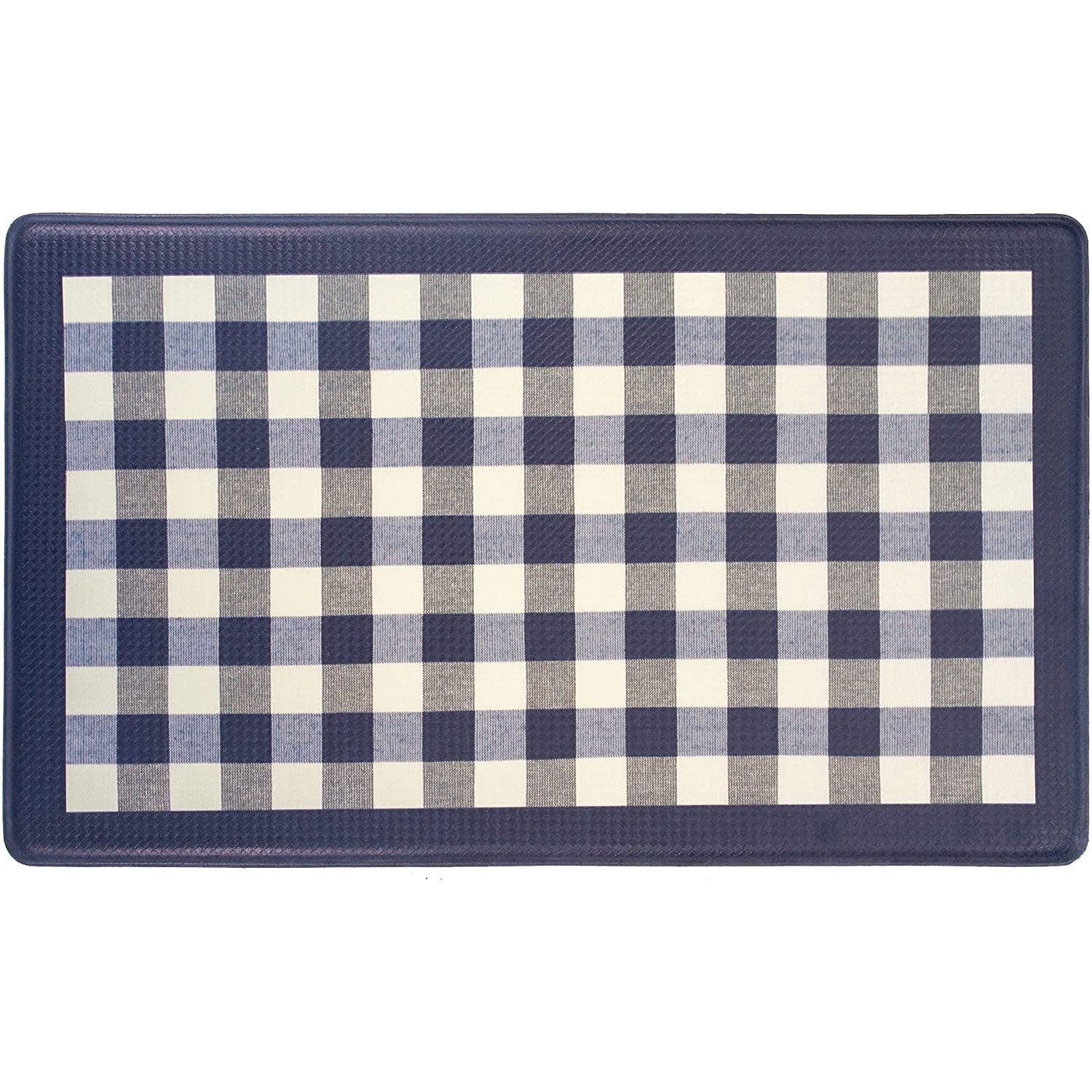 Achim Decorative Buffalo Check Anti-Fatigue Mat, Navy, 18x30 Inches