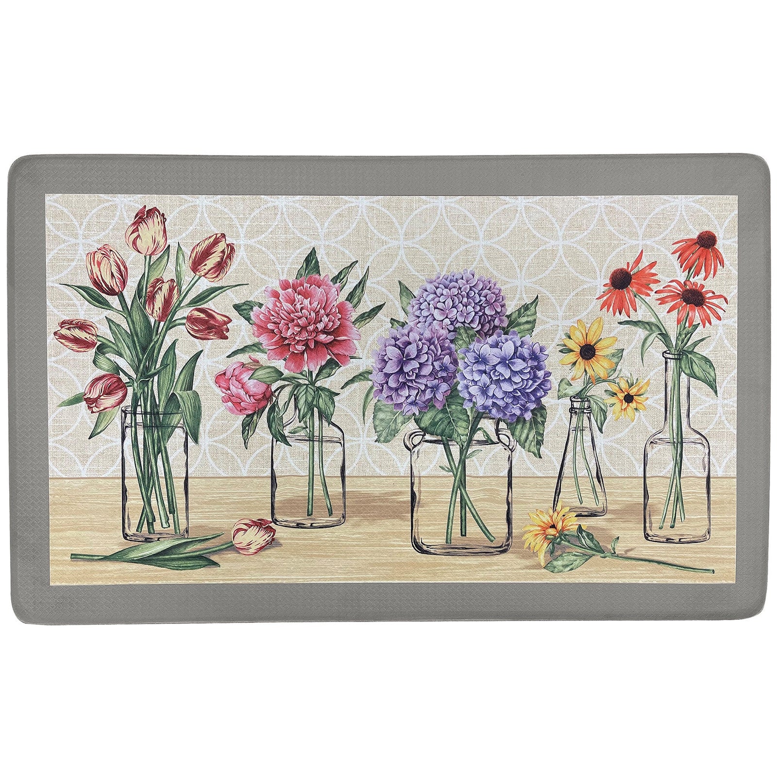 Alfombra de cocina decorativa antifatiga Boho Garden Bloom, 18 x 30 pulgadas