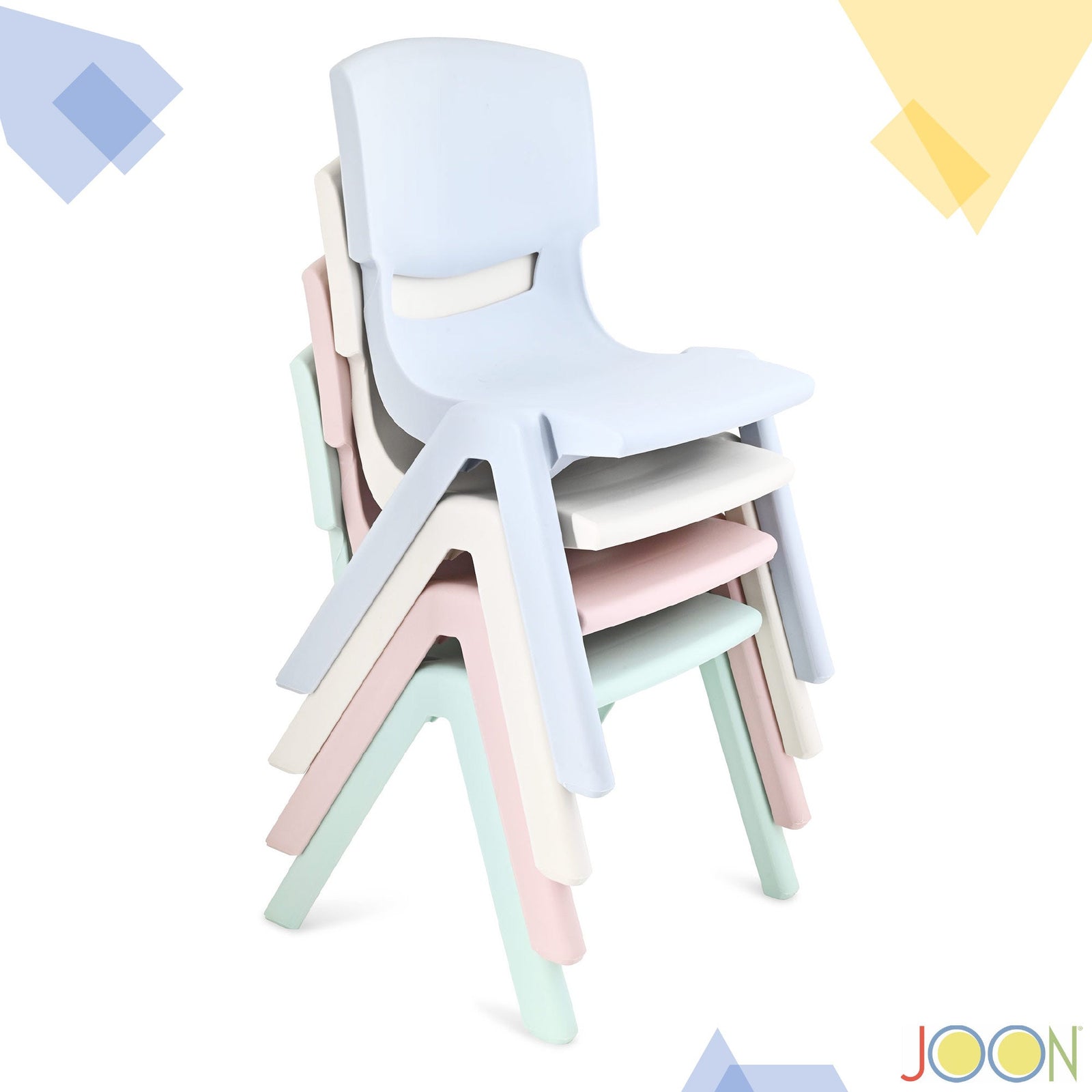 Sillas de aprendizaje apilables de plástico para niños JOON, color rubor, 20,5 x 12,75 x 11 pulgadas, paquete de 2 (paquete de 2)