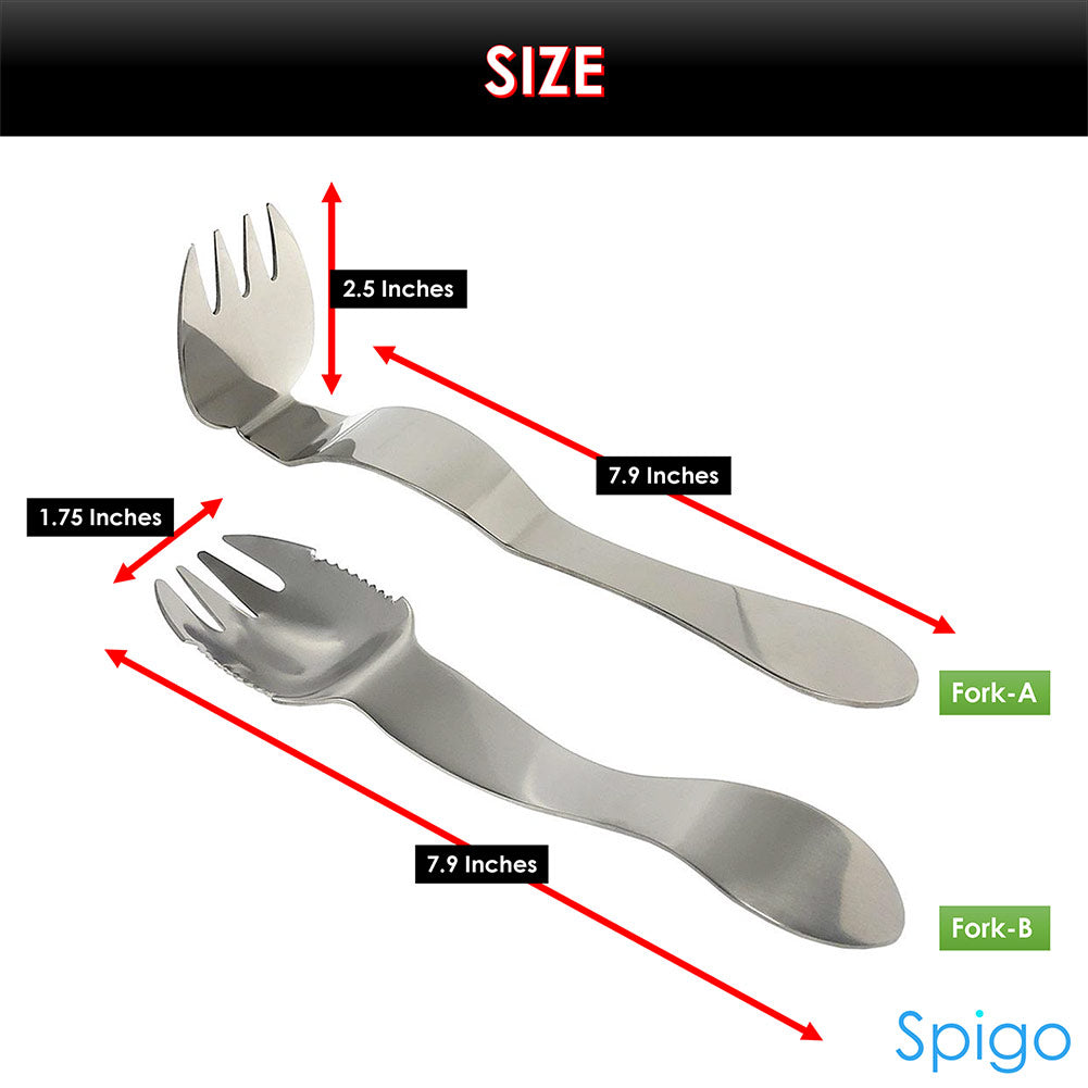 Spigo 2-Piece Multi-Purpose Pulled Meat Shredder Fork Set, Silver, 7.9 Inches