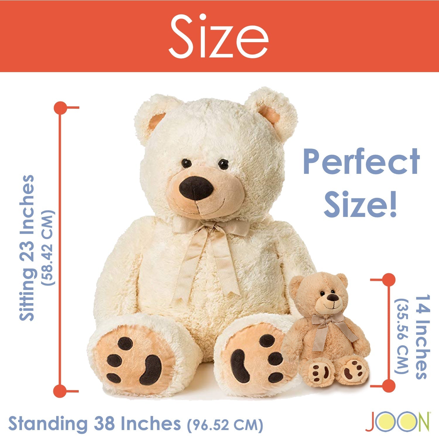 JOON - Osito de peluche gigante con lazo, color crema