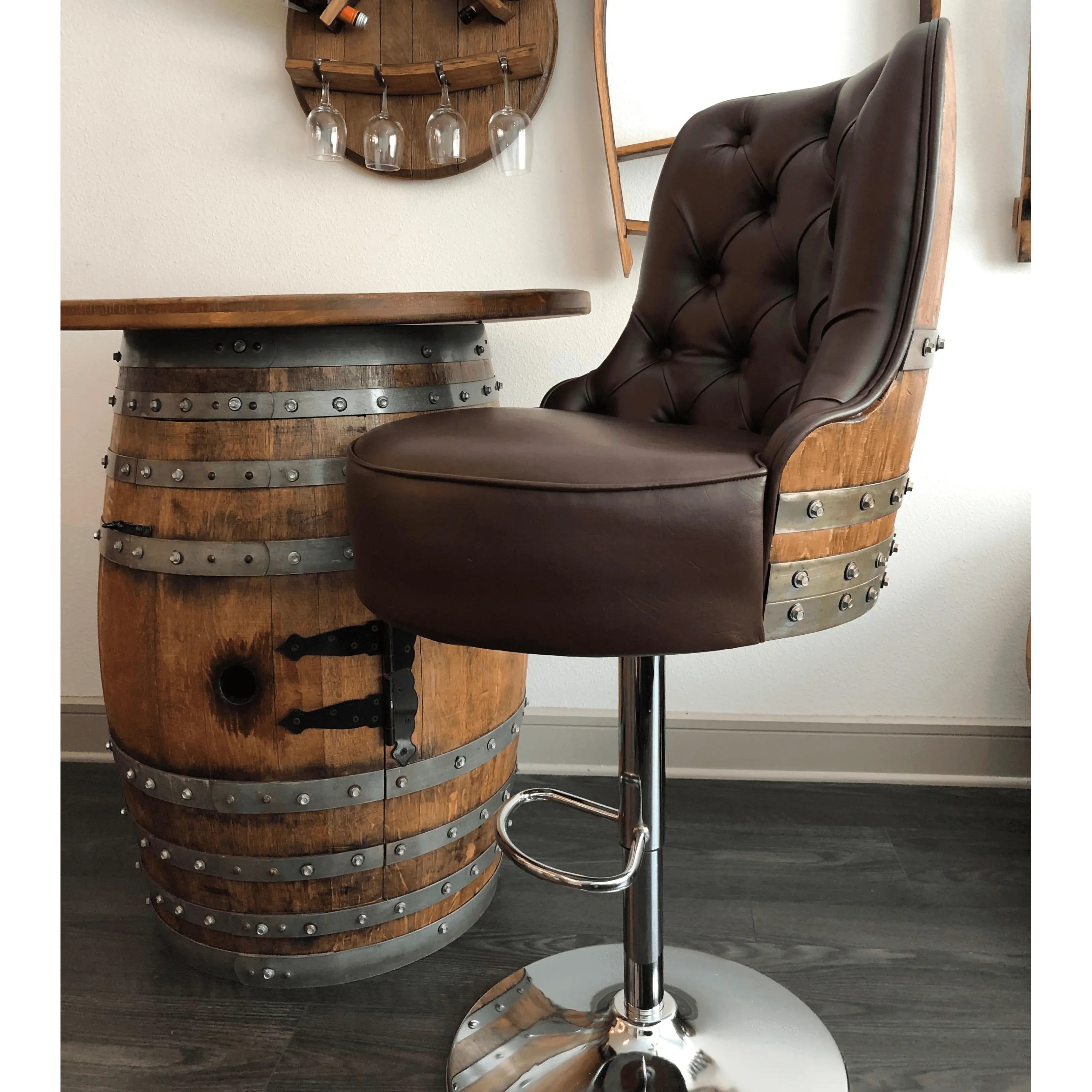 Luxury Wine Barrel Bar Stool Brown (January Preorder)