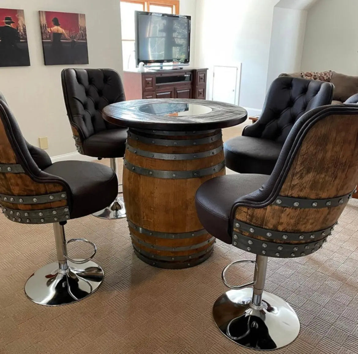 Luxury Wine Barrel Bar Stool Brown (January Preorder)