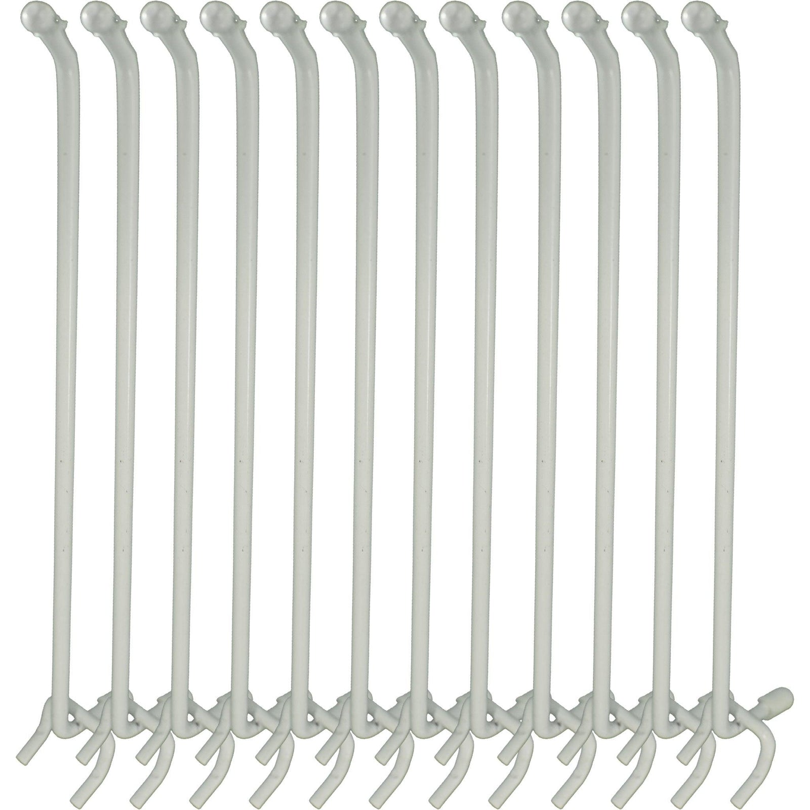 Peg Board Hooks, White Straight 10in Long