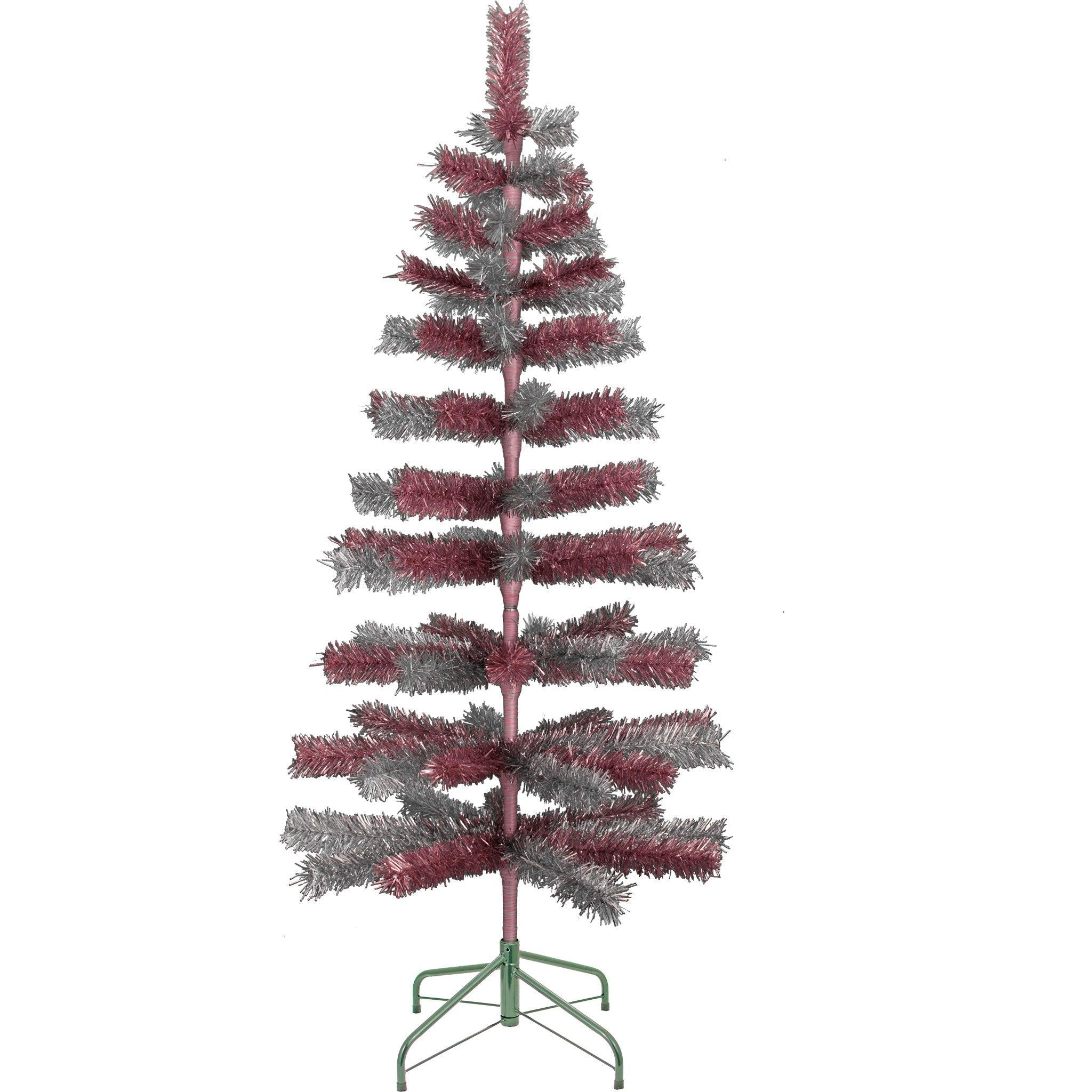 Pink & Silver Mixed Tinsel Christmas Tree