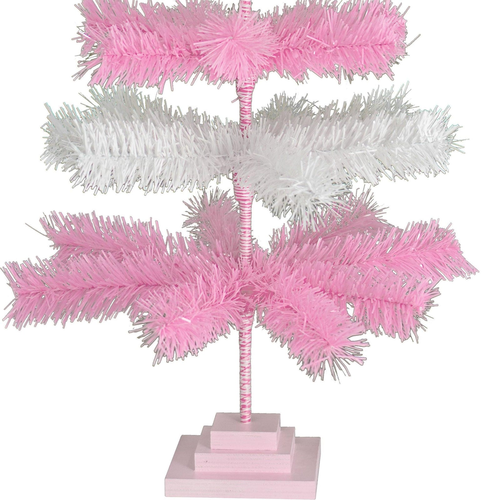 Pink & White Layered Tinsel Christmas Tree