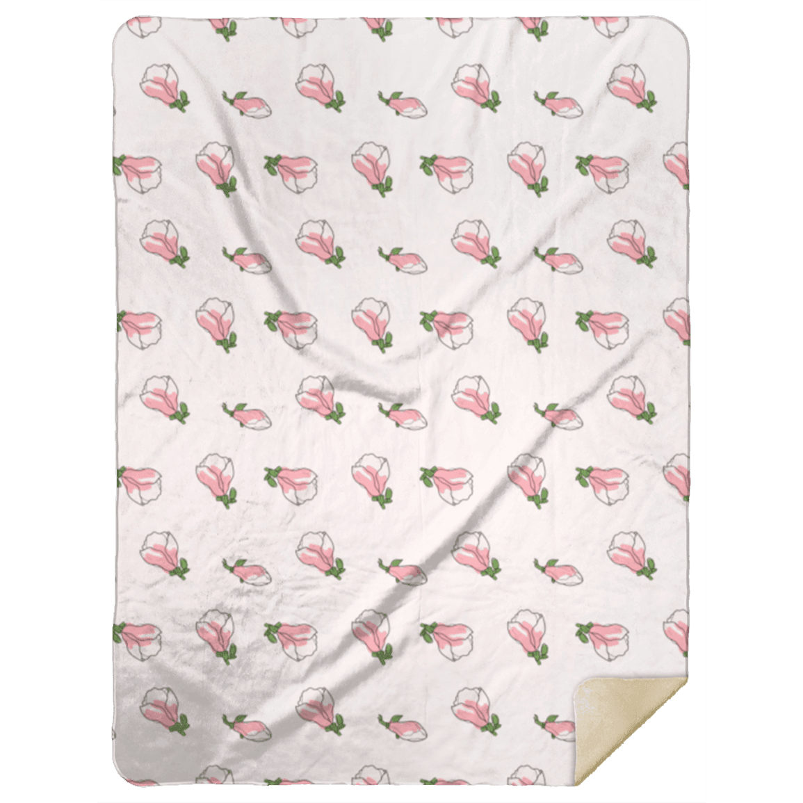 Manta de felpa con diseño de magnolia rosa de 60 x 80 pulgadas 