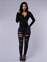 High-Waisted White Distressed Skinny Fit Jeans