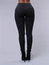 High-Waisted White Distressed Skinny Fit Jeans