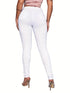 High-Waisted White Distressed Skinny Fit Jeans