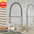 Brushed Nickel Pull Out Spray Spring Kitchen Sink Tap Single Lever Mixer Faucet