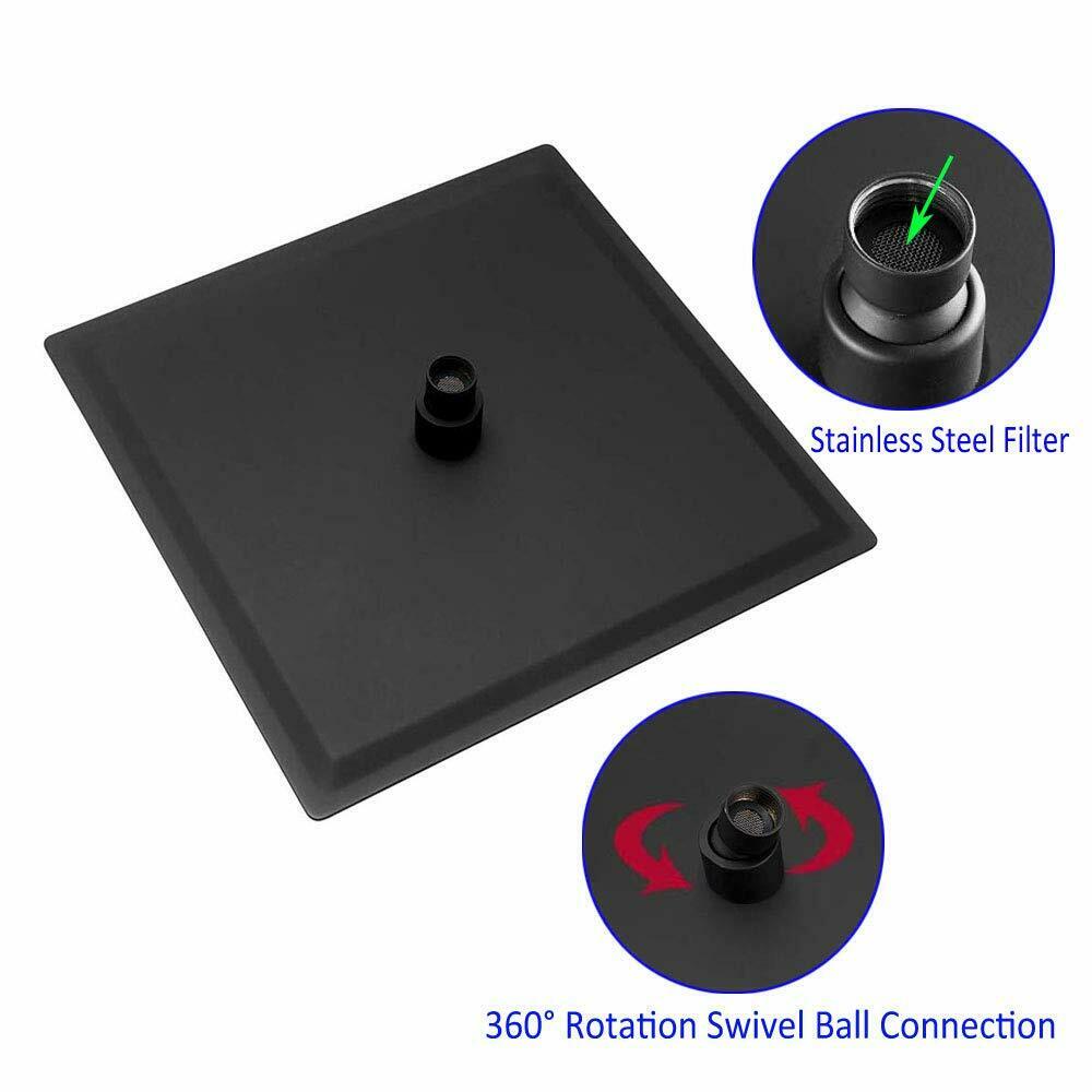 Matte Black Wall Mounted Rainfall Shower Faucet Dual Function with Pressure Balance Rough-In Valve